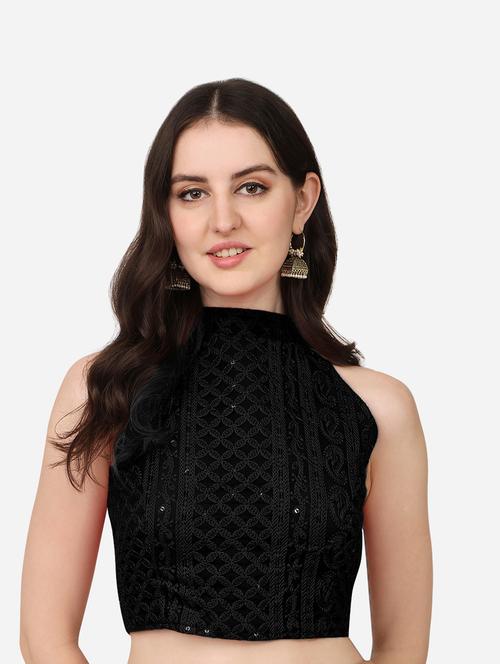 black georgette regular blouse - 19640673 - Very Small Image - 1