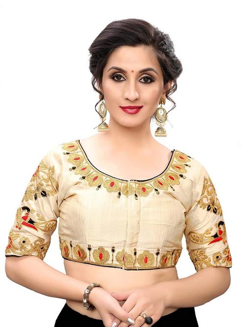 beige silk regular blouse - 19642902 - Very Small Image - 1