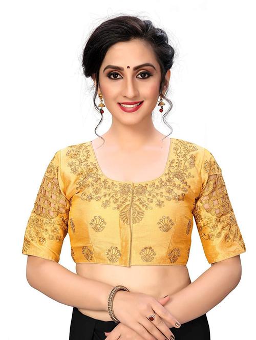 gold silk regular blouse - 19642938 - Very Small Image - 1