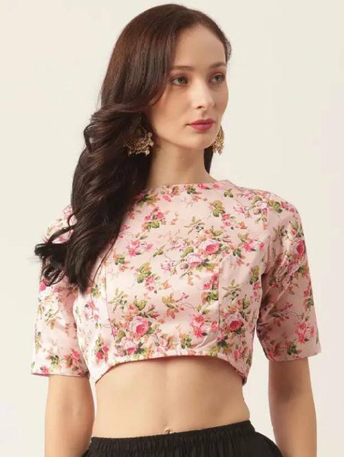 pink cotton blend regular blouse - 19642945 - Very Small Image - 1
