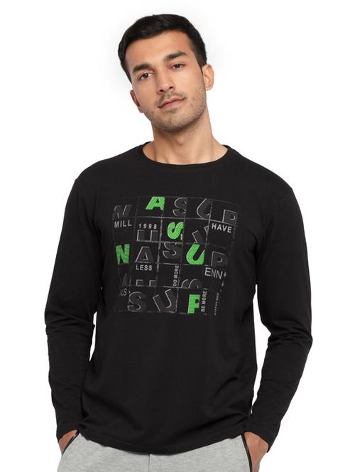 black round neck printed regular t-shirt - 19643717 - Very Small Image - 1