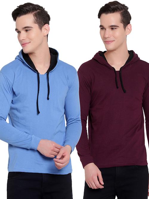 pack of 2 solid hooded t-shirt - 19643779 - Very Small Image - 1