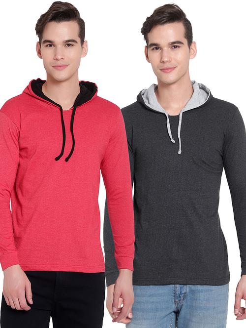 pack of 2 solid hooded t-shirt - 19643784 - Very Small Image - 1