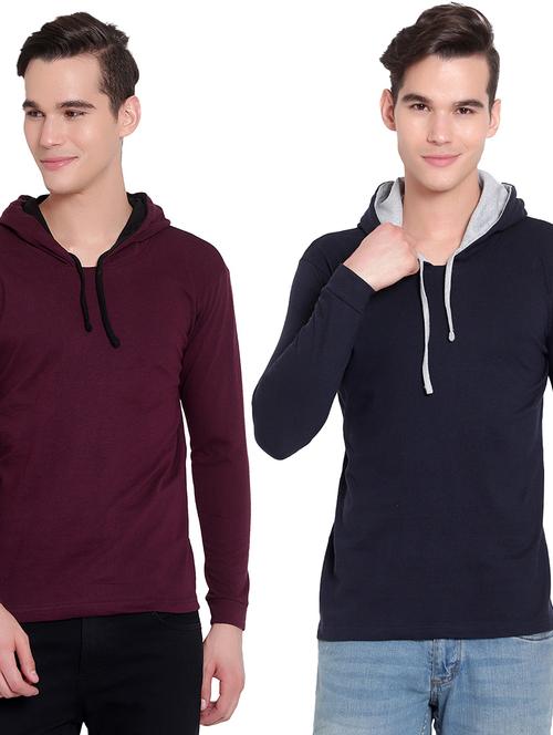 pack of 2 solid hooded t-shirt - 19643800 - Very Small Image - 1