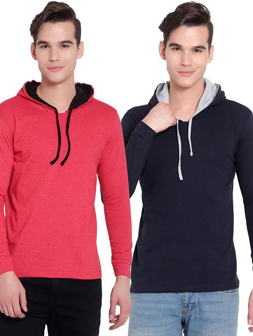 pack of 2 solid hooded t-shirt - 19643803 - Very Small Image - 1
