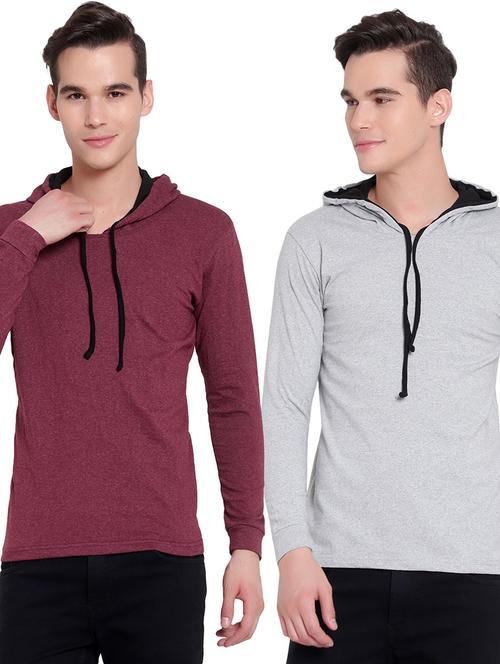 pack of 2 solid hooded t-shirt - 19643808 - Very Small Image - 1