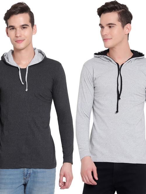 pack of 2 solid hooded t-shirt - 19643811 - Very Small Image - 1