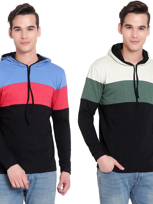 pack of 2 color block hooded t-shirt - 19643846 - Very Small Image - 1