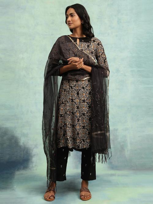 keyhole neck printed flared kurta - 19644082 - Very Small Image - 1