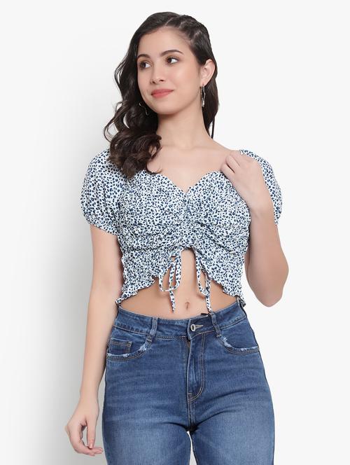 women's crop v neck top - 19644636 - Very Small Image - 1