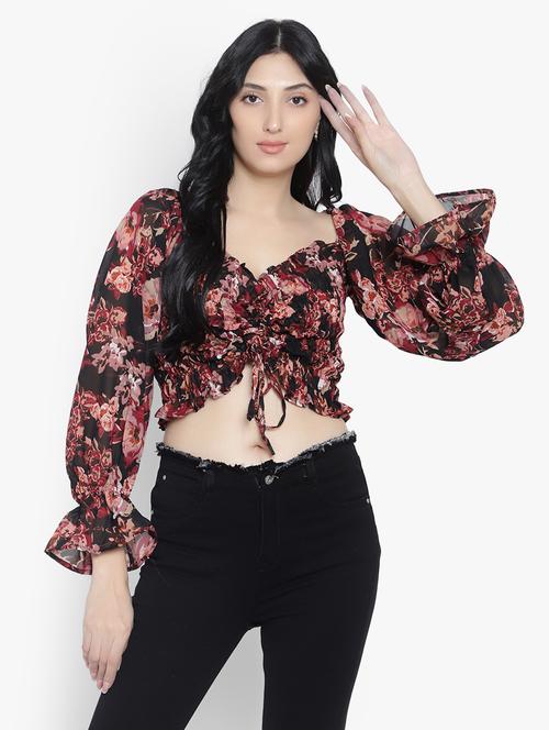 women's crop v neck top - 19644652 - Very Small Image - 1