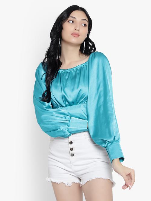 women's crop square neck top - 19644678 - Very Small Image - 1