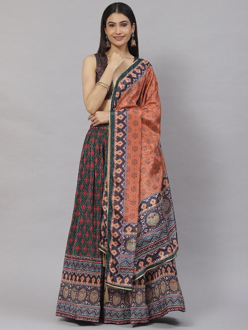 floral print flared lehenga - 19644755 - Very Small Image - 1