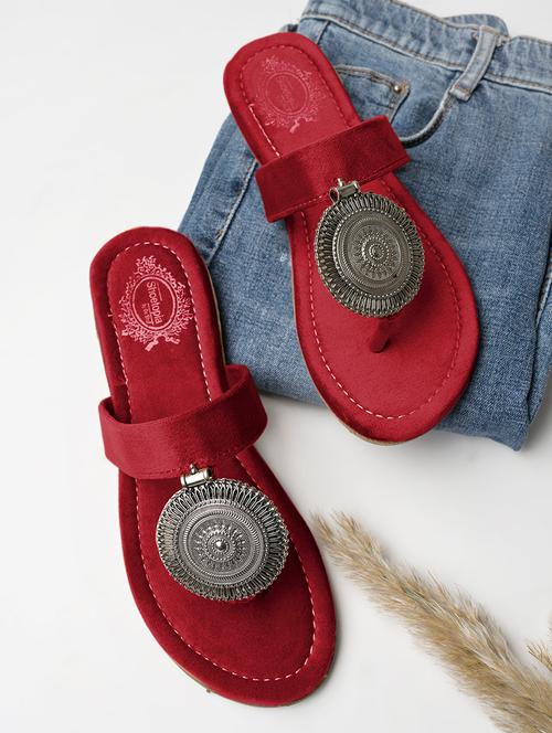 maroon synthetic slip on sandals - 19644785 - Very Small Image - 1