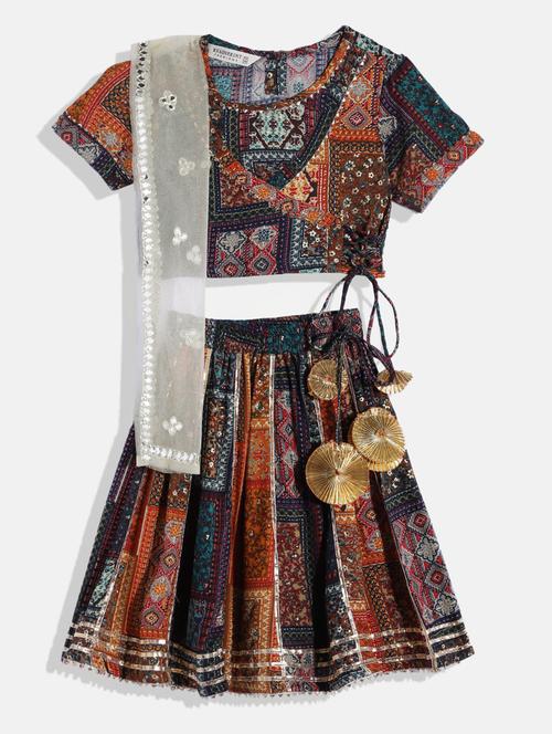 printed gota work lehenga choli - 19644860 - Very Small Image - 1