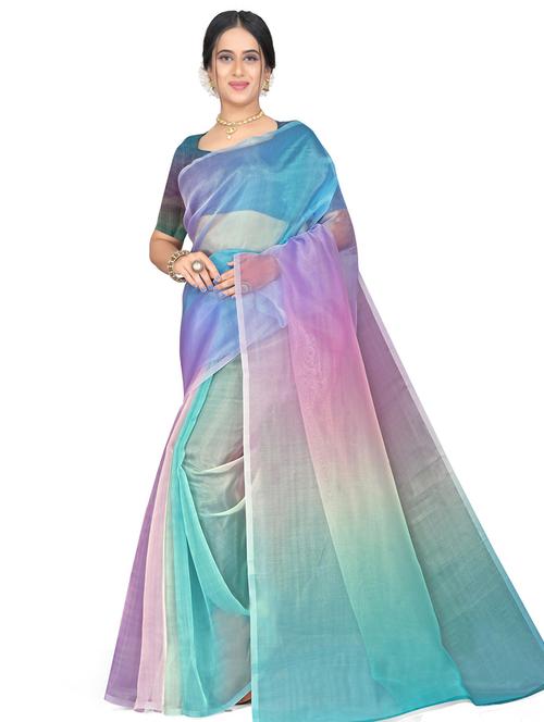 ombre printed saree with blouse - 19644879 - Very Small Image - 1