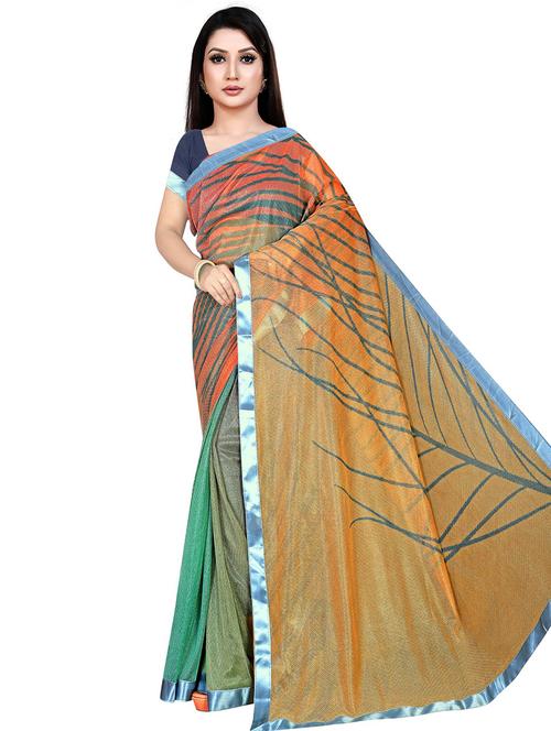 self design printed saree with blouse - 19644886 - Very Small Image - 1