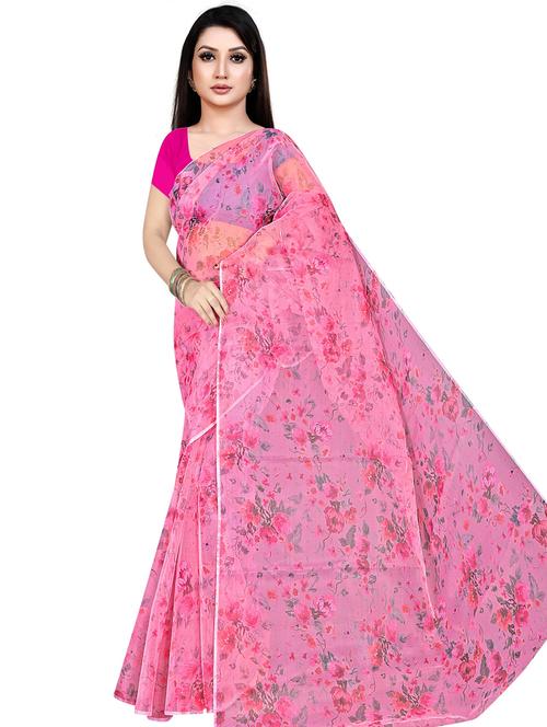 digital printed floral saree with blouse - 19644919 - Very Small Image - 1