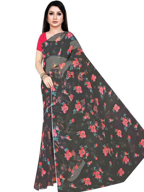 digital printed floral saree with blouse - 19644920 - Very Small Image - 1