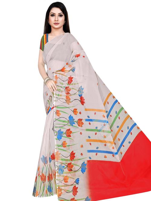 digital printed plain saree with blouse - 19644933 - Very Small Image - 1