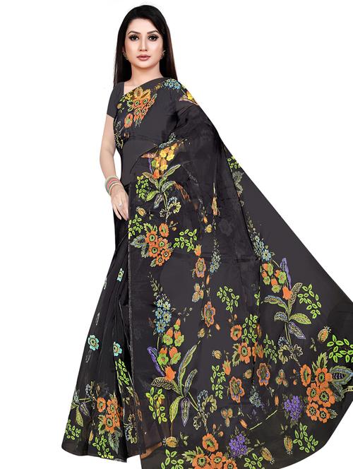 digital printed plain saree with blouse - 19644935 - Very Small Image - 1