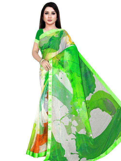 digital printed plain saree with blouse - 19644940 - Very Small Image - 1