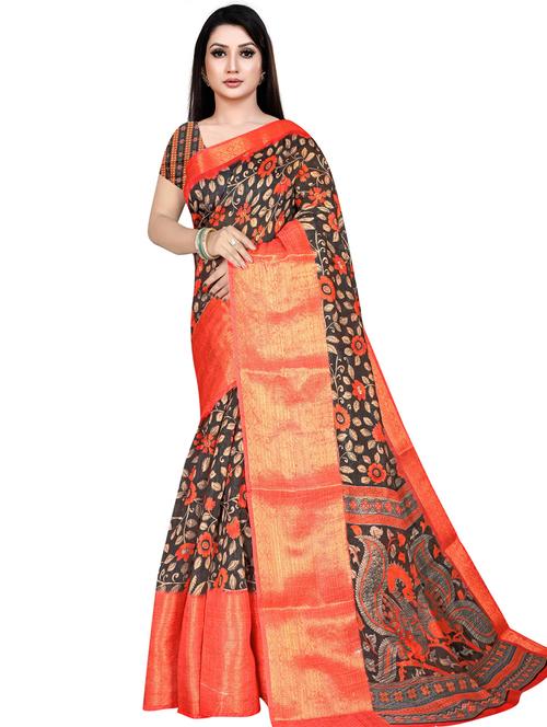 digital printed black saree with blouse - 19644954 - Very Small Image - 1