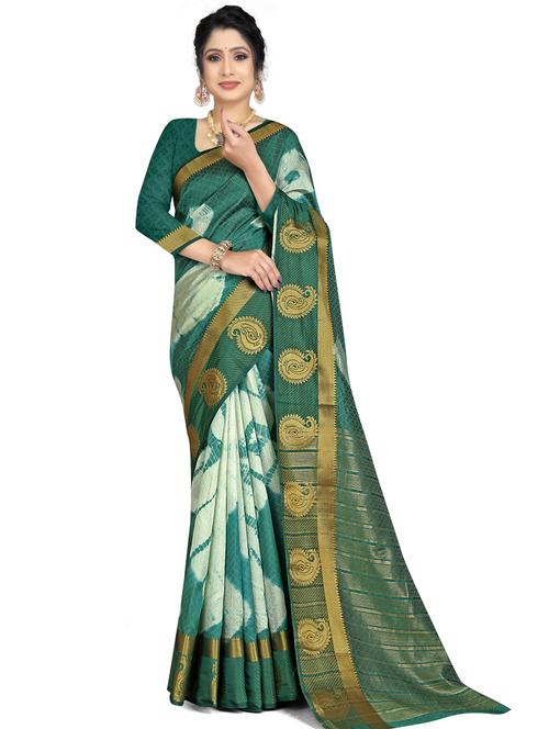 kanjivaram green saree - 19645077 - Very Small Image - 1