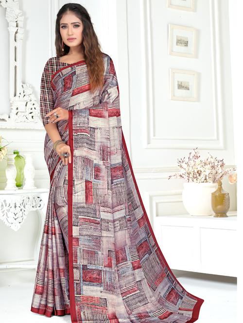 crepe printed multi colored saree - 19645128 - Very Small Image - 1