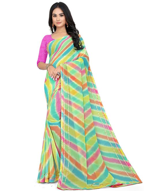 chevron multi colored saree with blouse - 19645156 - Very Small Image - 1
