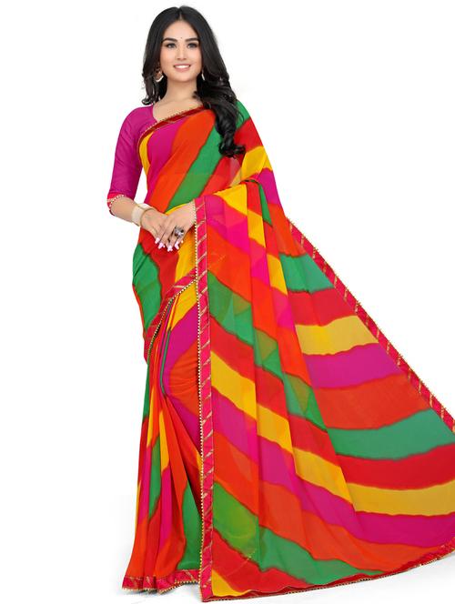 leheriya georgette saree - 19645187 - Very Small Image - 1