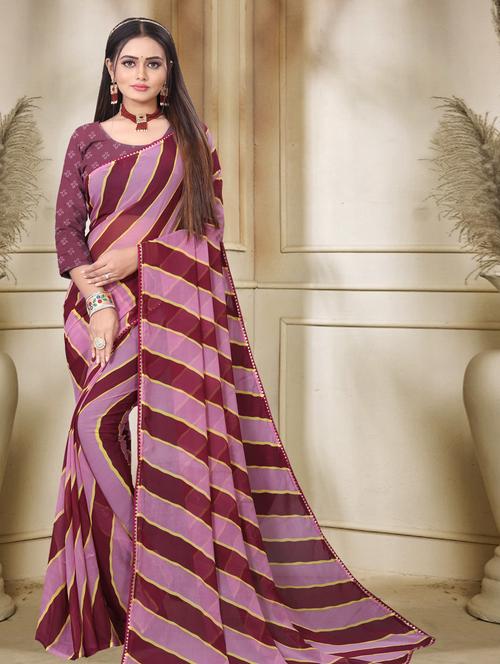 leheriya georgette saree with blouse - 19645206 - Very Small Image - 1