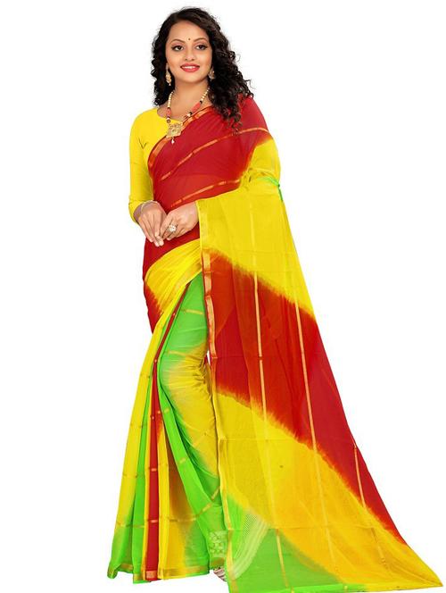 chiffon multi colored saree - 19645331 - Very Small Image - 1
