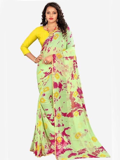 chiffon tie & dye printed saree - 19645341 - Very Small Image - 1