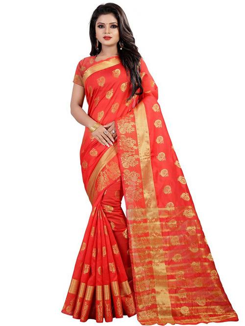red silk saree - 19645377 - Very Small Image - 1