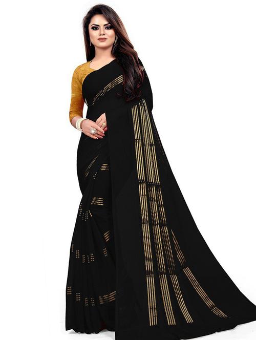 chiffon black saree with blouse - 19645426 - Very Small Image - 1