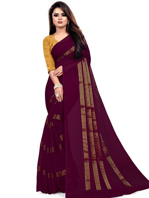 chiffon purple saree with blouse - 19645429 - Very Small Image - 1