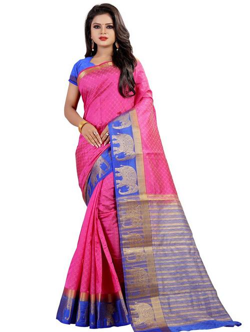 kanjivaram pink saree - 19645511 - Very Small Image - 1
