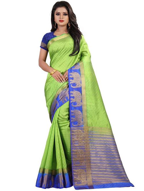 kanjivaram green saree with blouse - 19645513 - Very Small Image - 1