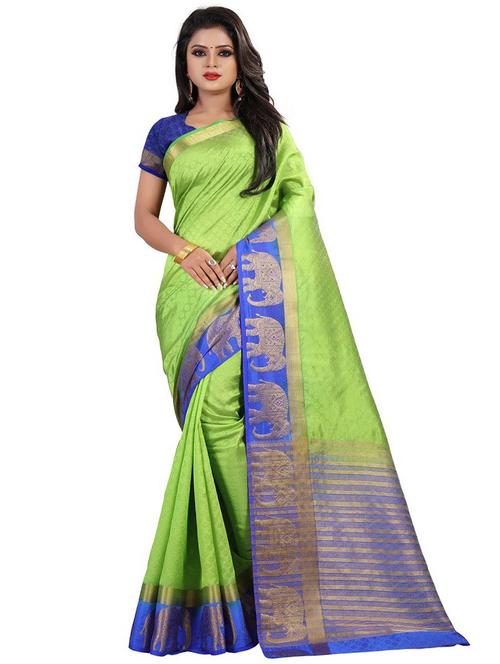 banarasi green saree with blouse - 19645519 - Very Small Image - 1