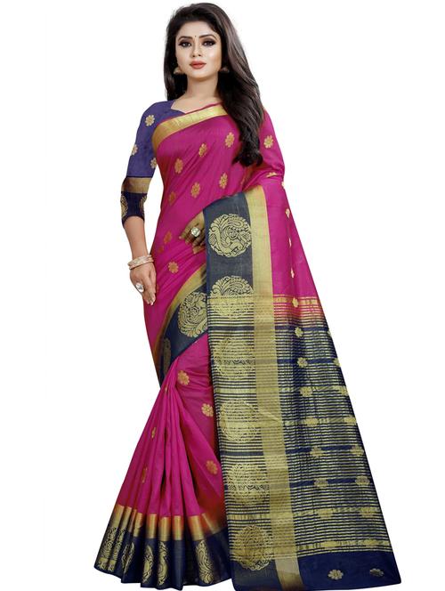 kanjivaram blue saree with blouse - 19645533 - Very Small Image - 1
