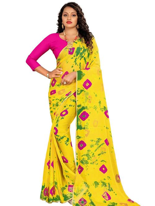 chiffon bandhani saree - 19645559 - Very Small Image - 1