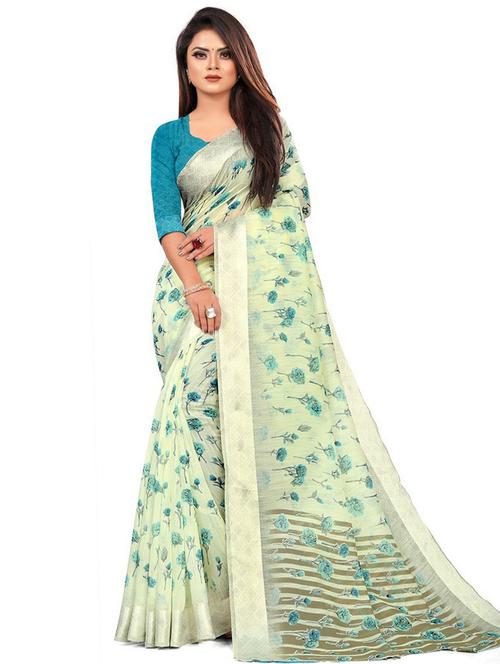 art silk light green saree with blouse - 19645570 - Very Small Image - 1