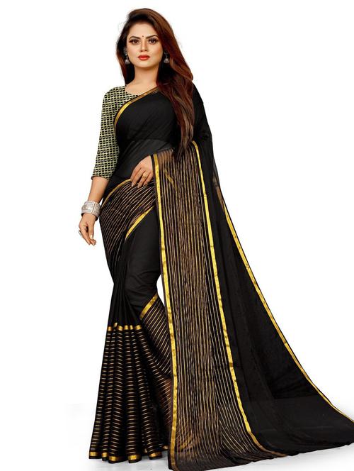 chiffon solid saree with blouse - 19645607 - Very Small Image - 1