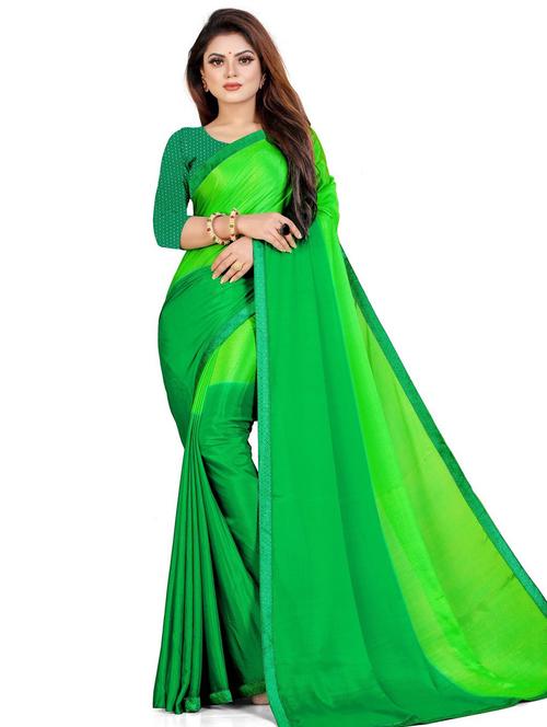 crepe solid green saree - 19645613 - Very Small Image - 1