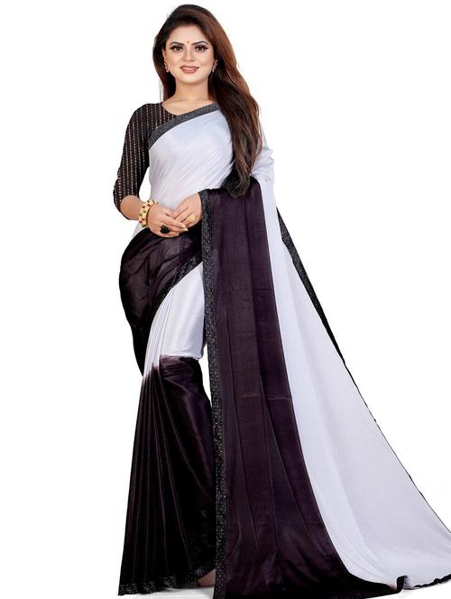 crepe solid saree with blouse - 19645615 - Very Small Image - 1
