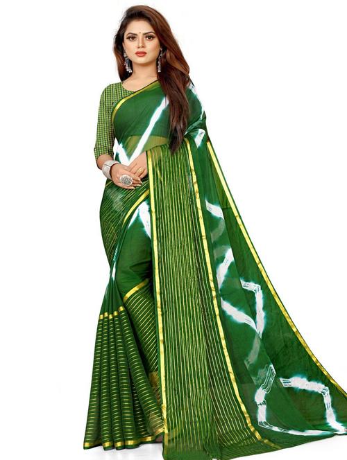 chiffon solid green saree with blouse - 19645625 - Very Small Image - 1