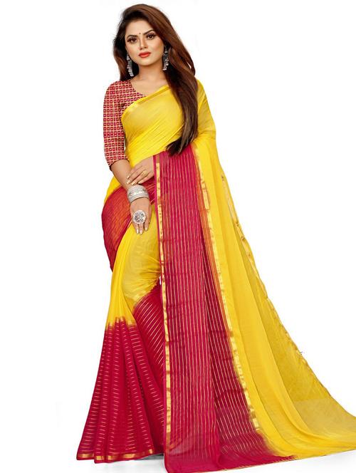 chiffon solid saree - 19645636 - Very Small Image - 1