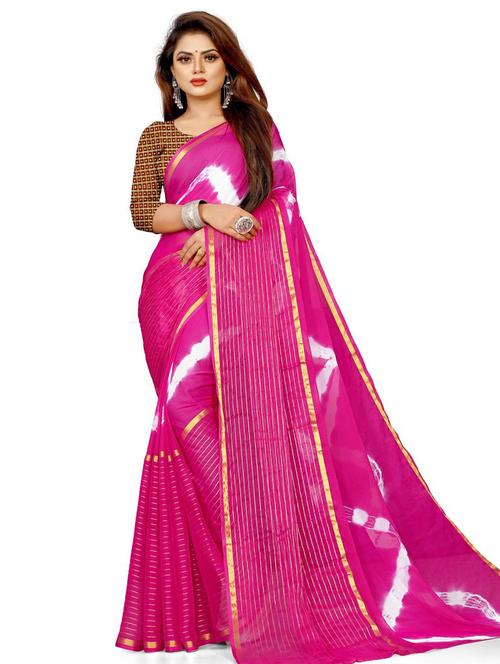 chiffon tie & dye saree with blouse - 19645644 - Very Small Image - 1