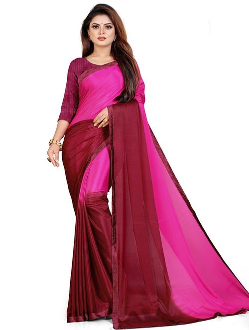 crepe solid saree with blouse - 19645649 - Very Small Image - 1